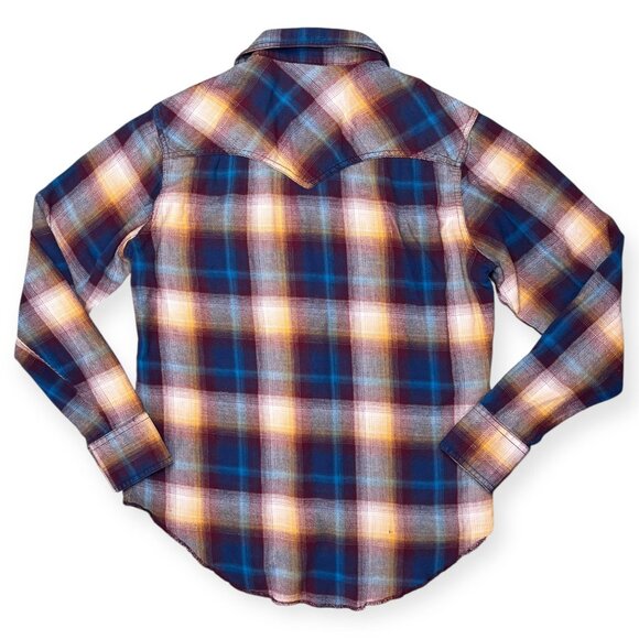 Wrangler Retro Western Snap Shirt Plaid Cotton Medium - Picture 5 of 8